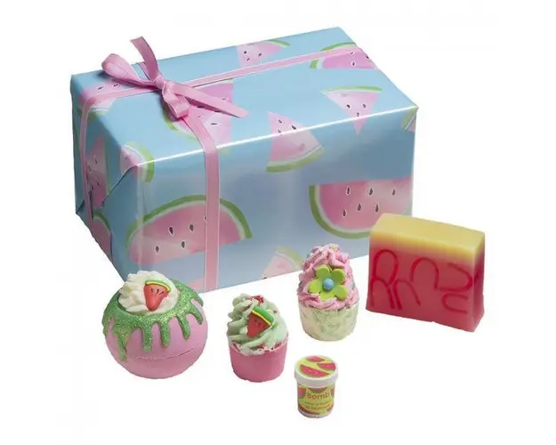 Set cadou Thanks a Melon, Bomb Cosmetics, bile de baie si sapun solid, 600 g