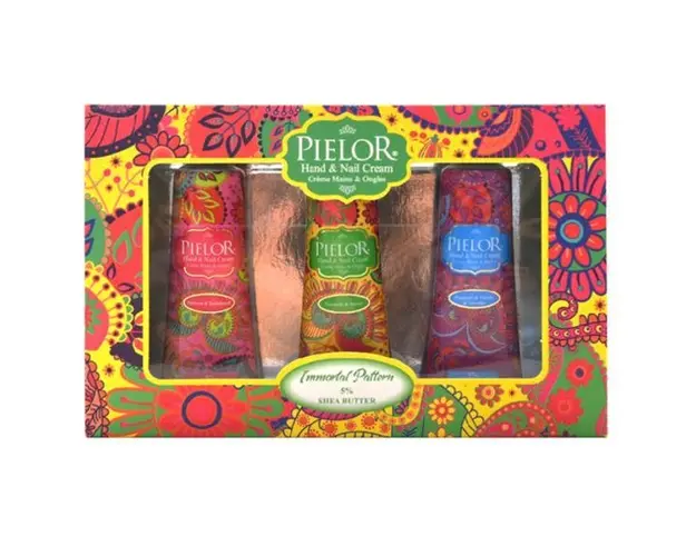 Set crema de m&acirc;ini Pielor Immortal Pattern Green, 3 buc X 30 ml