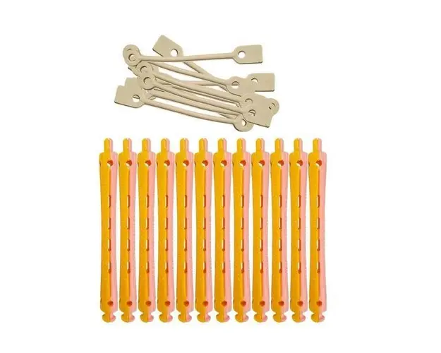 Set de 12 bigudiuri din plastic pentru permanent, cu elastic, 8.8 x 1.5 cm, model X21