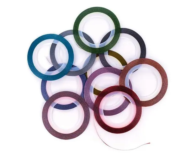 Set de Benzi Adezive Colorate pentru Unghii Lucy Style 2000, 1 mm, 10 benzi
