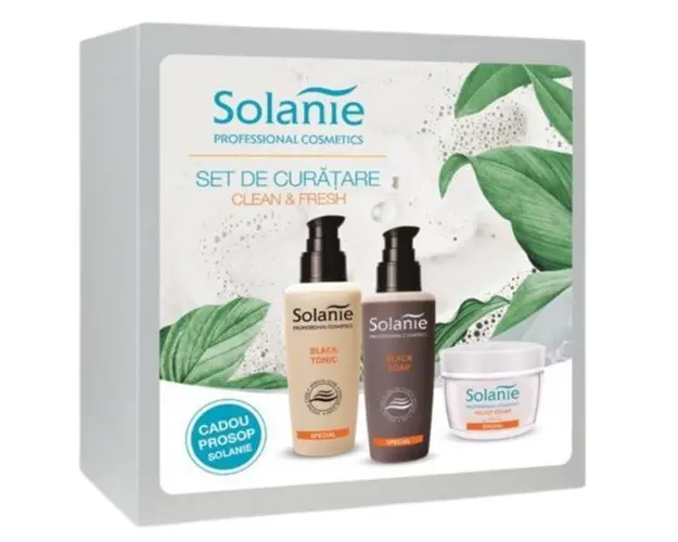 Set de Curatare Clean &amp; Fresh - Solanie ( Sapun 125 ml + Lotiune 125 ml + Crema 50 ml + Prosop )