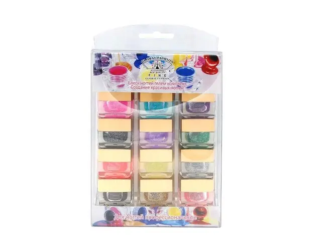 Set gel color cu sclipici 12 buc