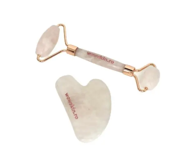 Set gua sha si roller pentru masaj facial WowSkin, Jade Roller and Gua Sha Massage Set, 10g