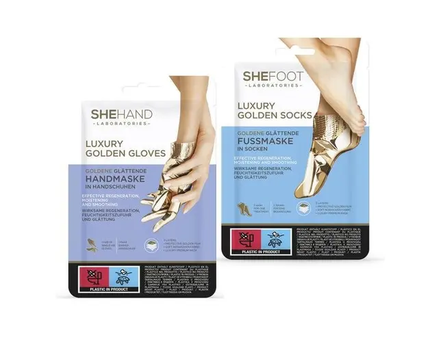 Set ingrijire Luxury Golden cu aur coloidal, Manusi 1set + Sosete 1set, SheCosmetics