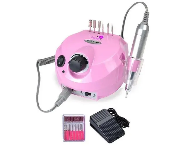 Set Manichiura Freza Electrica Unghii 30.000RPM Roz, Lampa ABS 36W Roz