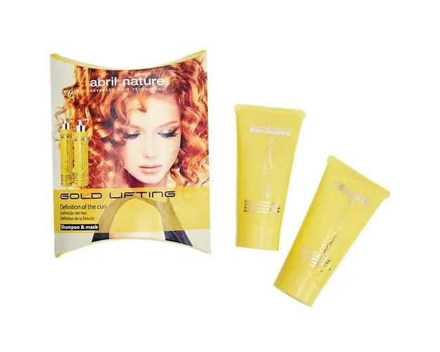 Set miniproduse cu celule stem ingrijire par cret sau ondulat Gold Lifting Abril et Nature (Sampon 30ml, masca 30ml)