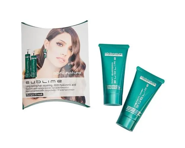 Set miniproduse cu celule stem si acid hialuronic pentru par gros si deteriorat Sublime Abrile et Nature (Sampon 30ml, masca 30ml)