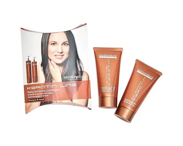Set miniproduse cu cheratina pentru par degradat Keratin Abril et Nature (Sampon 30ml, masca 30ml)