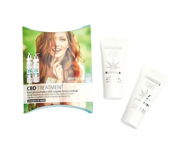 Set miniproduse cu ulei organic din seminte de canepa pentru par CBD Abril et Nature (Sampon 30ml, masca 30ml)