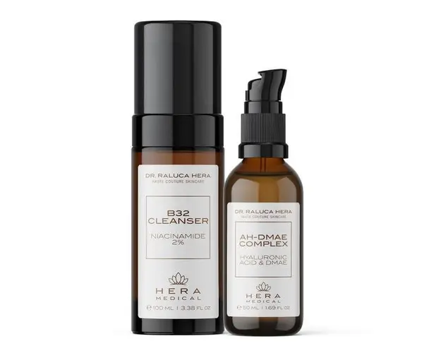 Set Multibenefic, Hera Medical by Dr. Raluca Hera Haute Couture Skincare Gel Curatare Cleanser B32 100 ml + Ser AH-DMAE Complex Hialuronic 50 ml