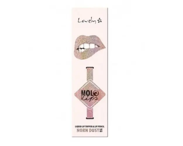 Set multifunctionala pentru buze Lovely Holo Lips nr.01 Horn Dust Ruj + Creion buze, 15g