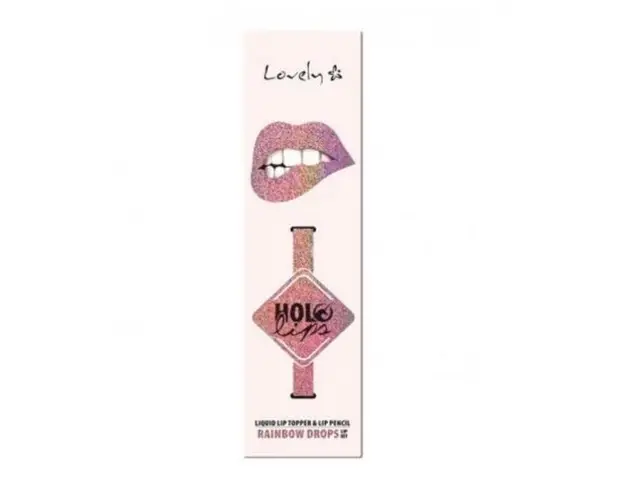 Set multifunctionala pentru buze Lovely Holo Lips nr.03 Rainbow Drops Ruj + Creion buze, 15g