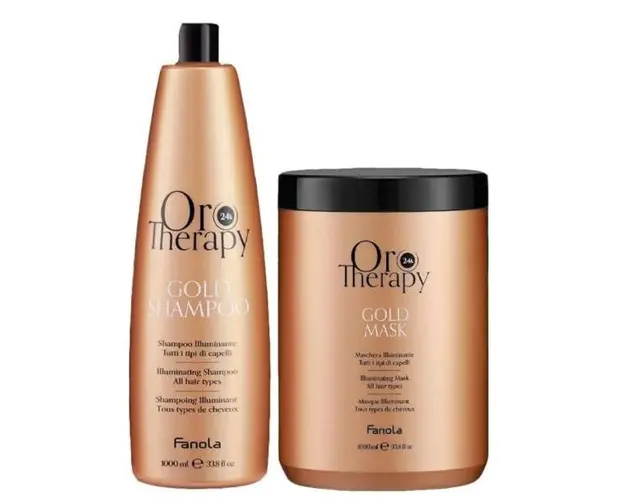 Set Oro Therapy Sampon Iluminant 1000 ml + Masca iluminanta cu Extract de Trandafir, Aur 24K si Protectie UV 1000 ml