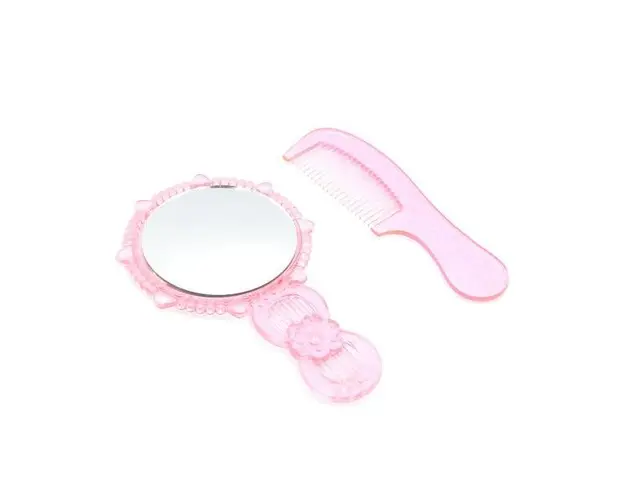 Set pieptene de par si oglinda - Pink