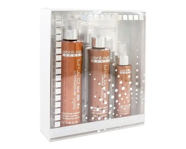 Set produse ingrijire cu cheratina pentru par degradat Keratin Abril et Nature (Sampon 250 ml, Masca 200 ml, Ser 100 ml)