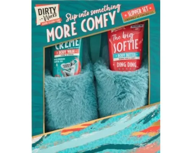 Set Slip into something more comfy, unt de corp 200 ml, gel de dus 20 ml, papuci de casa marime unica