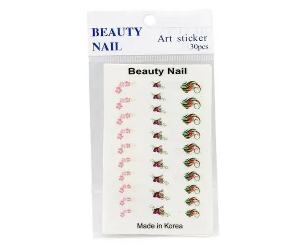 Set sticker unghii, Global Fashion, Beauty Nails, Multicolor, 30 buc