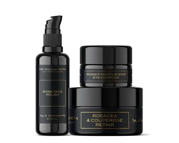 Set Ten Sensibil, Sui Generis by Dr. Raluca Hera Haute Couture Skincare - Exfoliant 100 ml, Emulsie 50 ml, Crema Hidratanta Conturul Ochilor 15 ml