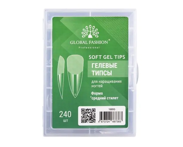 Set tipsuri din gel, 240 bucati, 12 marimi, forma stilet mediu