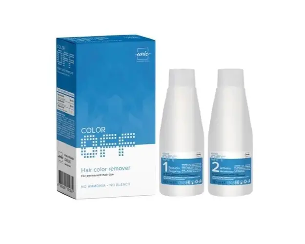 Solutie decapaj pentru indepartarea vopselei rezistente de pe par Color Off Unic Professional, set 110 mlx2