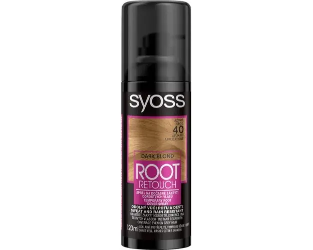 Spray pentru Vopsirea Temporara a Radacinilor - Schwarzkopf Syoss Dark Blond Root Retouch Cover Spray, blond inchis, 120 ml