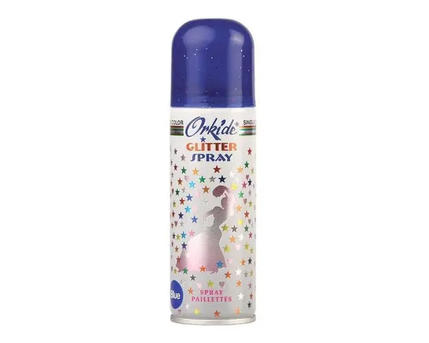 Spray Stralucitor Albastru tip glitter pentru par si corp Orkide, 90 ml