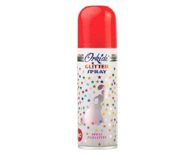 Spray Stralucitor Rosu tip glitter pentru par si corp Orkide, 90 ml