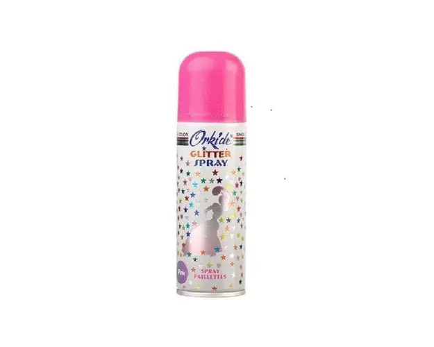 Spray Stralucitor Roz tip glitter pentru par si corp Orkide, 90 ml