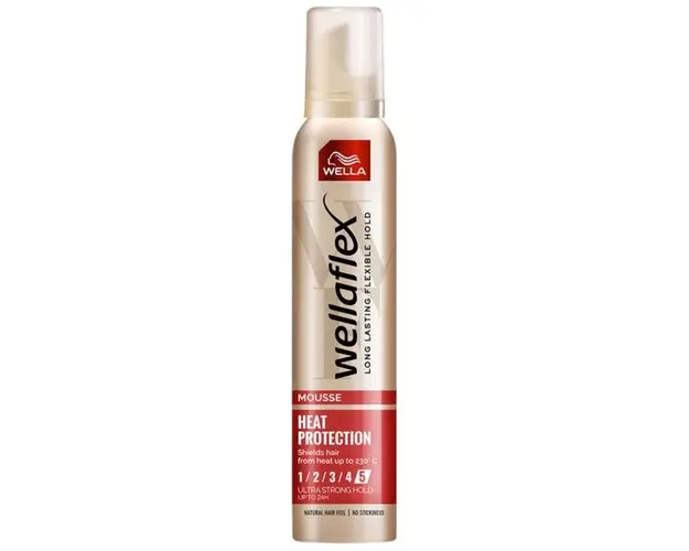 Spuma cu Protectie Termica si Fixare Ultra Puternica - Wella Wellaflex Mousse Heat Protector Ultra Strong Hold, 200 ml