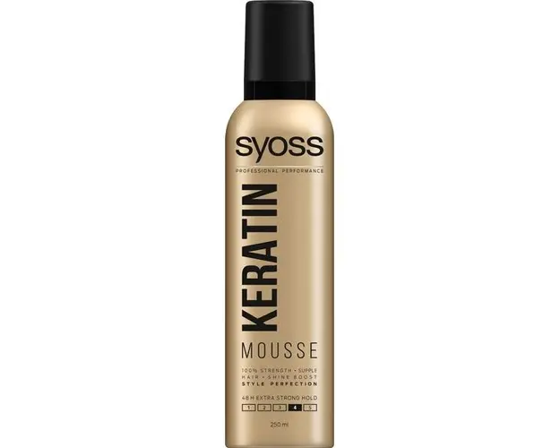 Spuma Modelatoare cu Keratina si Fixare Extra Puternica - Syoss Professional Performance Keratin Mousse, 250 ml