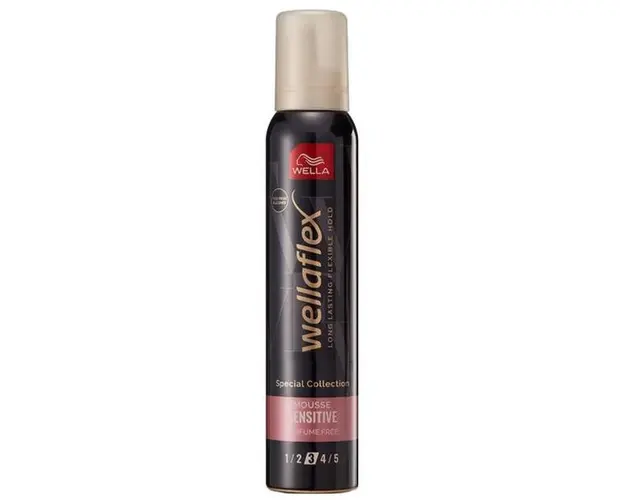 Spuma pentru Par, cu Fixare Puternica - Wella Wellaflex Special Collection Black Mouse Sensitive Perfume Free, 200 ml