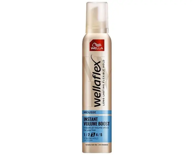 Spuma pentru Volum cu Fixare Extra Puternica - Wella Wellaflex Mousse Instant Volume Boost Extra Strong Hold, 200 ml