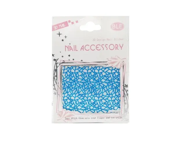 Sticker unghii, Global Fashion, 3D, Albastru, 1 set