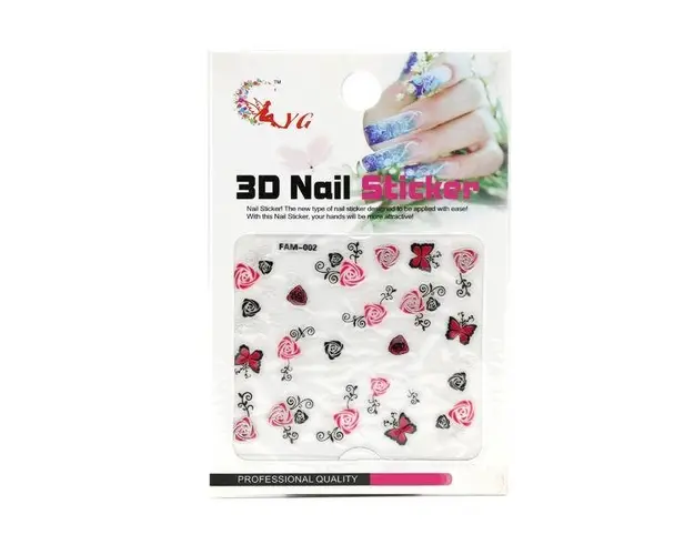 Sticker unghii, Global Fashion, 3D Nail Sticker, Fam-002, Multicolor, 1 set