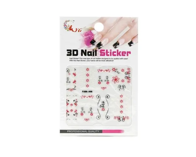 Sticker unghii, Global Fashion, 3D Nail Sticker FAM-008, Multicolor