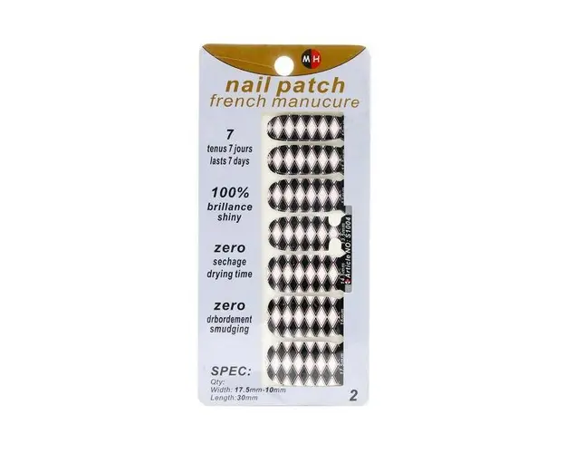 Sticker unghii, Global Fashion, manichiura finisata S1004, Alb - negru, 1 set