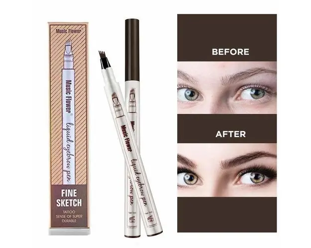 Stilou Microblading Contur Sprancene cu Efect de Fire, Marker Make-up Microblading Pen Semipermanent IBCC, Brown