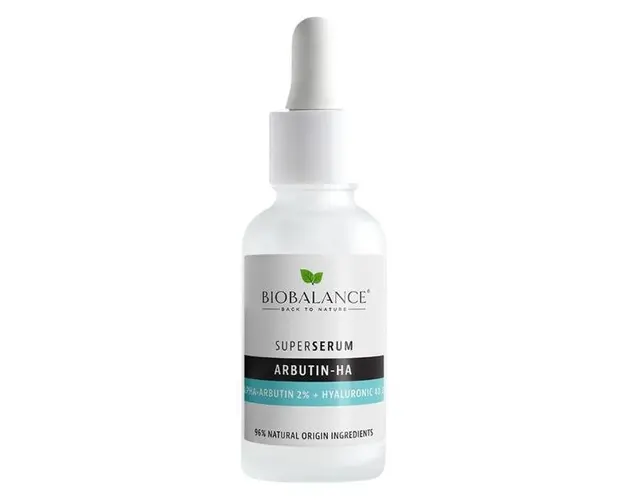 Super Serum Arbutin-HA cu Alpha-Arbutina 2% + Acid Hialuronic 4D 2%, Impotriva Petelor Pigmentare - Bio Balance, 30 ml