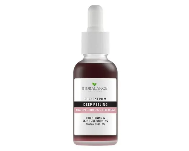Super Serum Exfoliere Profunda cu AHA 10% + BHA 2% + Extract de Alge Rosii, pentru Iluminarea si Uniformizarea Pielii - Bio Balance, 30 ml