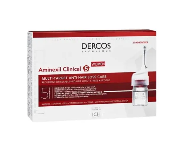 Tratament impotriva caderii parului pentru femei Dercos Aminexi Clinical 5, Vichy, 21 fiole x 6 ml
