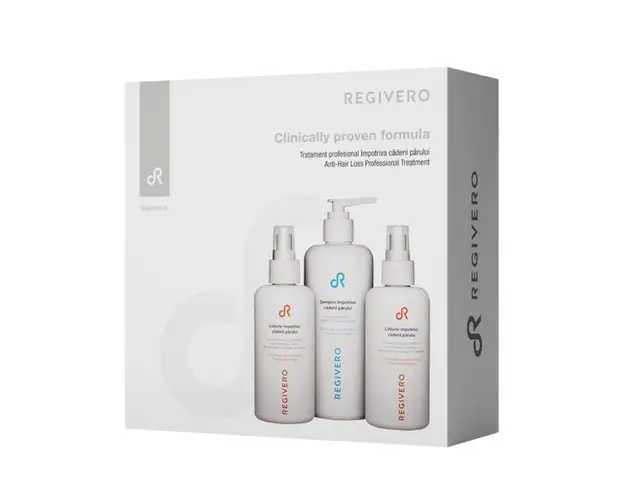 Tratament impotriva caderii parului, Regivero, formula cu 12 ingrediente naturale, 1x250ml, 2x150ml
