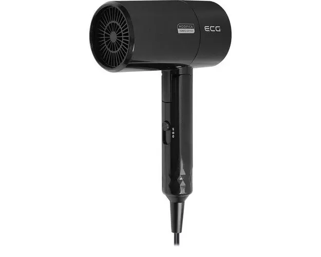 Uscator de par cu ionizare Ecg Modifica Nera, 1600 W, 2 niveluri de temperatura, concentrator, negru