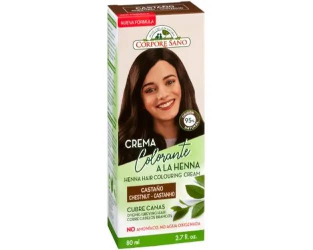 Vopsea Crema Henna Semipermanenta Castaniu Corpore Sano, 60ml