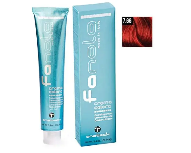 Vopsea Crema Permanenta Fanola 7.66 Blond Rosu Intens, 100ml