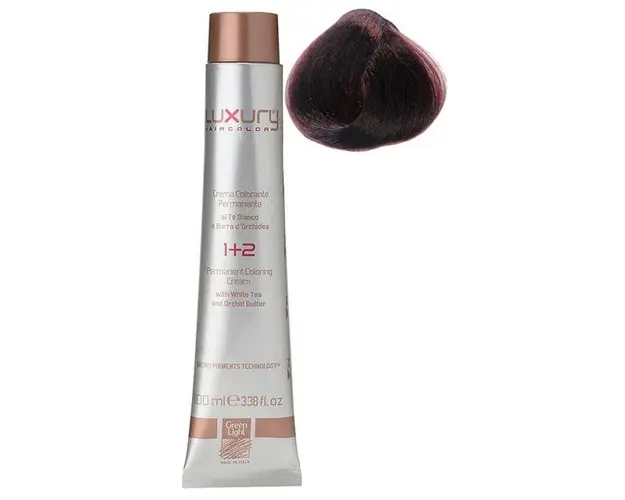Vopsea Crema Permanenta Luxury Green Light, nuanta Castano Chiaro Rame 5.4, 100 ml