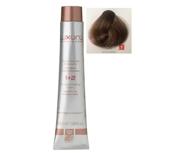 Vopsea Crema Permanenta Luxury Green Light, nuanta Cacao Chiaro 7.35, 100 ml