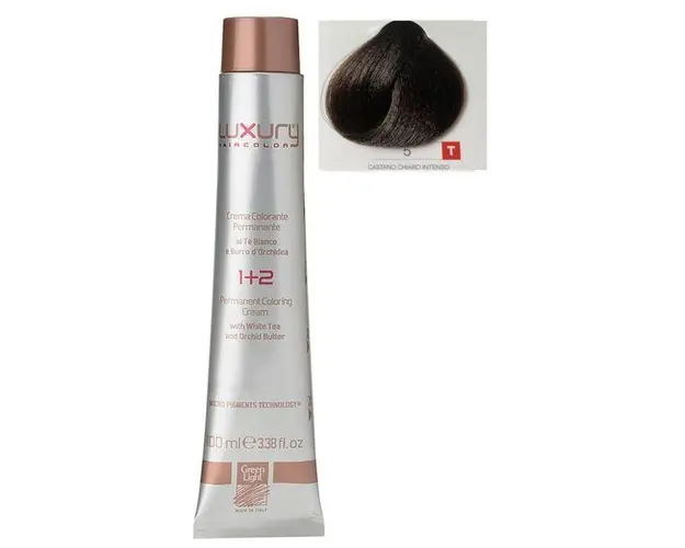 Vopsea Crema Permanenta Luxury Green Light, nuanta Castano Charo Intenso 5, 100 ml
