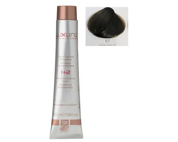 Vopsea Crema Permanenta Luxury Green Light, nuanta Castano Chiaro Mat 5.7, 100 ml