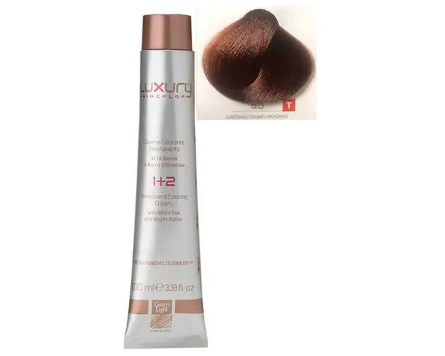 Vopsea Crema Permanenta Luxury Green Light, nuanta Castano Chiaro Mogano 5.5, 100 ml