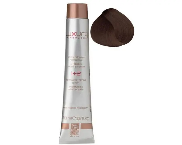 Vopsea Crema Permanenta Luxury Green Light, nuanta Light Gianduia Brown 5.8, 100 ml
